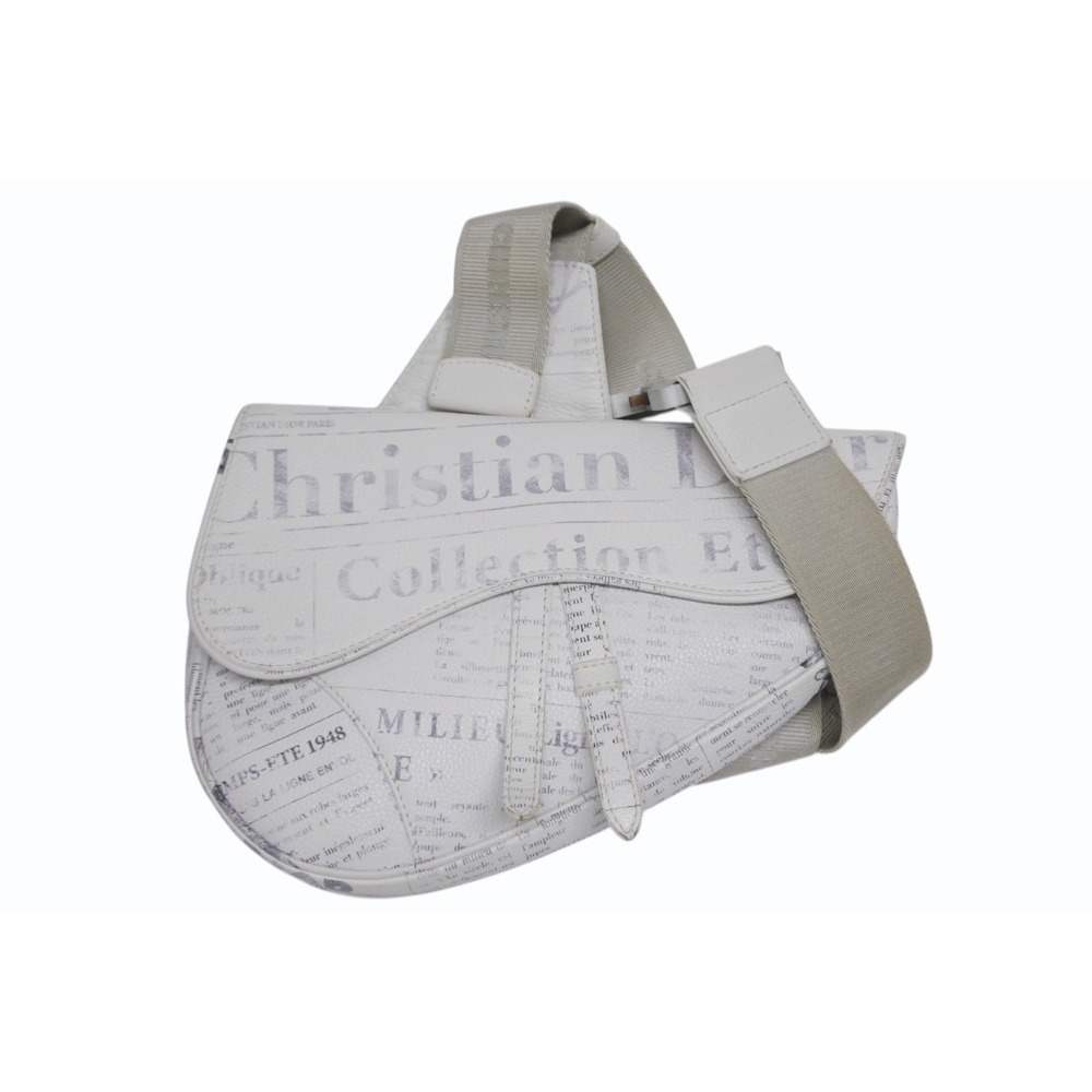 Dior Shoulder Calfskin Bag Christian Daniel Newspaper Arsham White Saddle - Picture 2 of 10
